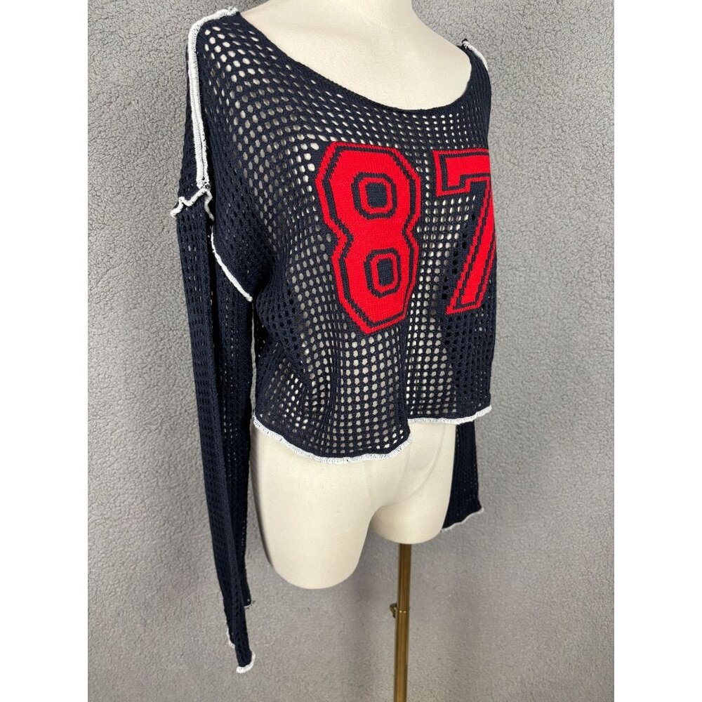 Planet Heart Juniors'  Women's Open-Knit Long-Sleeve Novelty Sweater Large NWT's - Picture 4 of 8